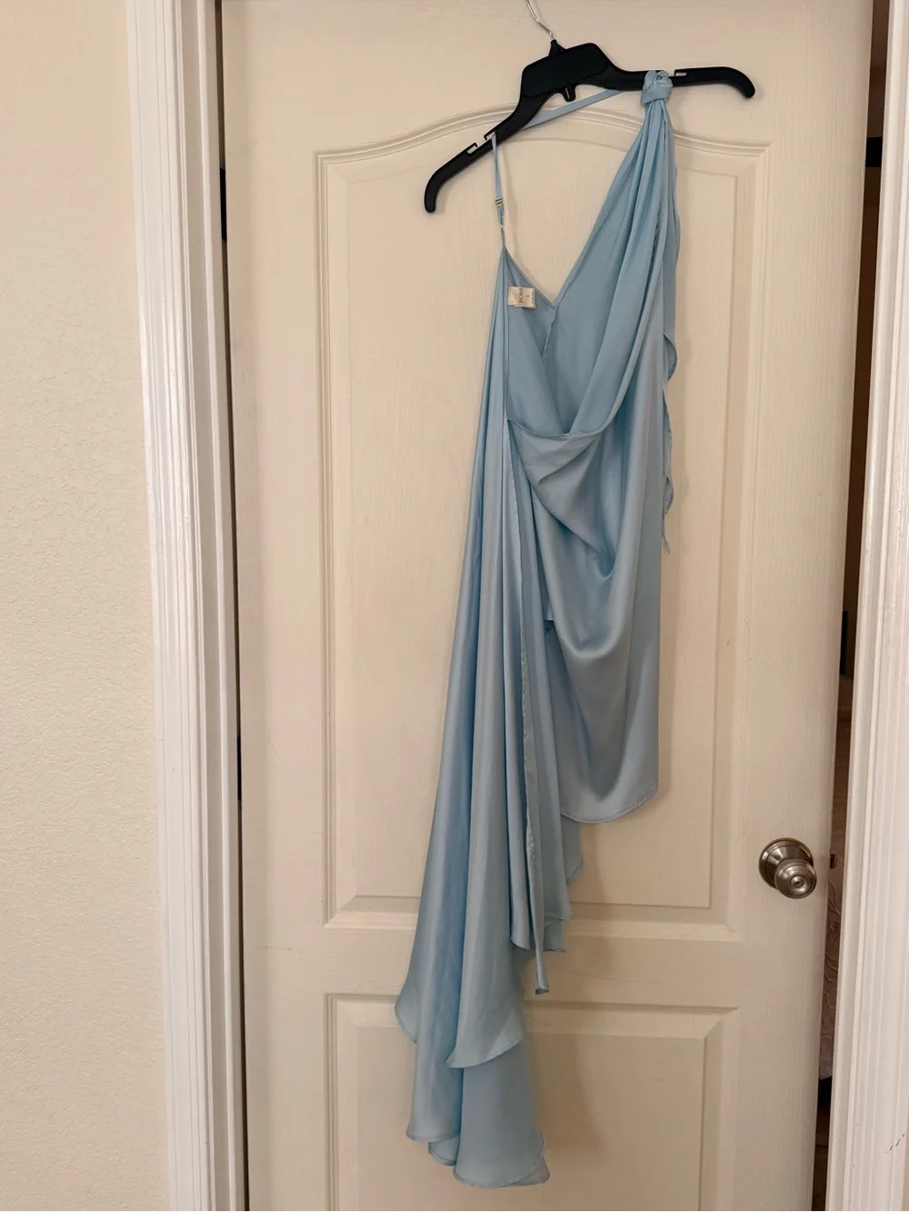 Baobab Collection One-Shoulder baby blue Draped Gown